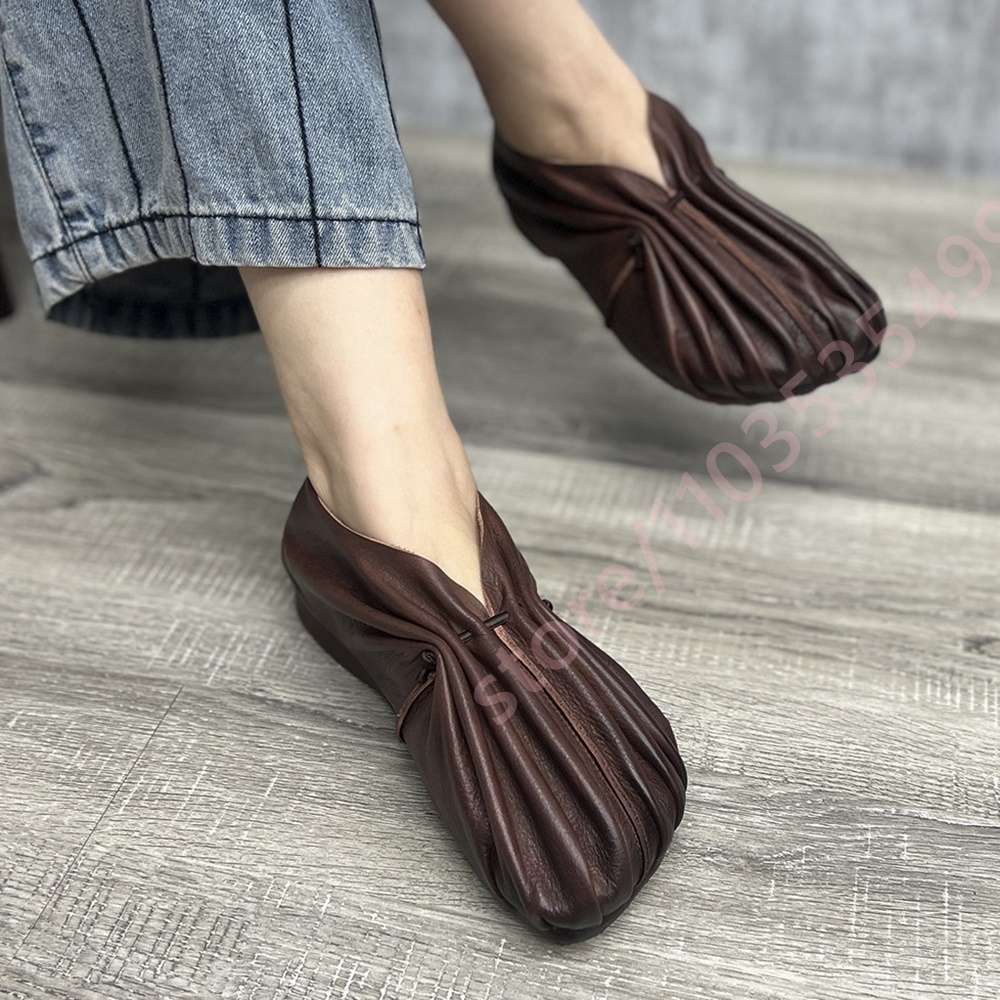 Women Retro Pleated Soft Shoes - огляд і ціна Mule Slip On