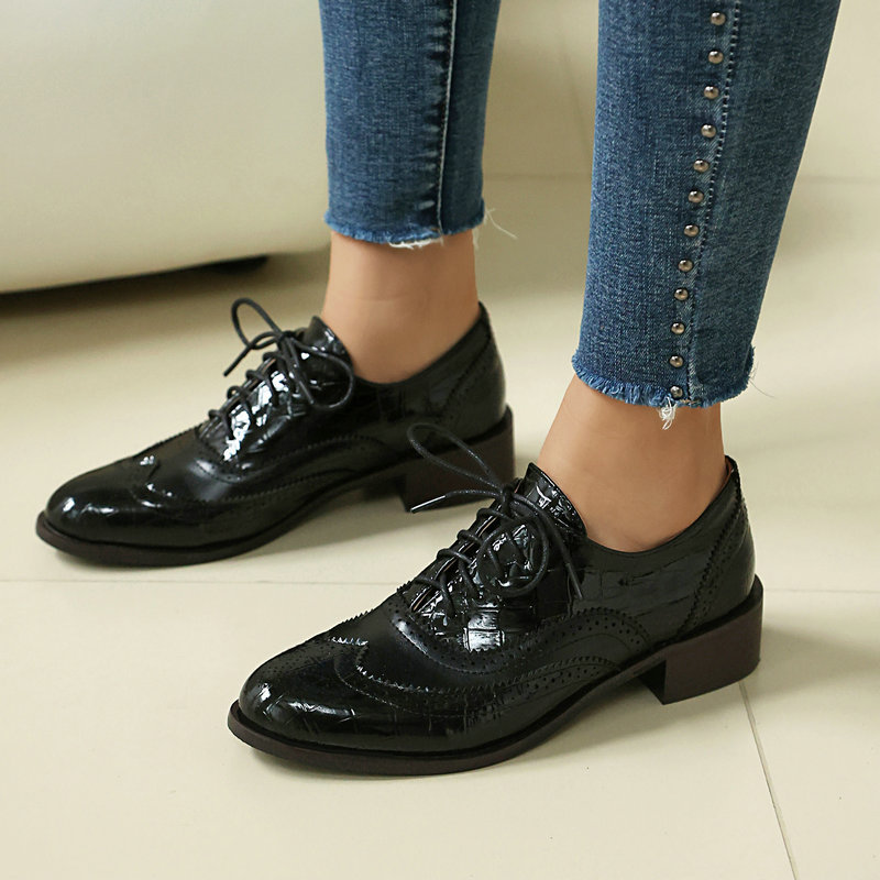 Women Stone Print Brogue Oxfor - огляд і ціна Oxford Lace Up Women