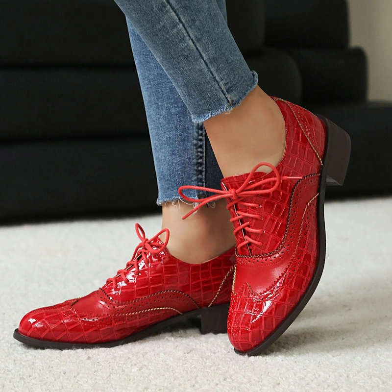 Women Stone Print Brogue Oxfor - огляд і ціна Oxford Lace Up Women