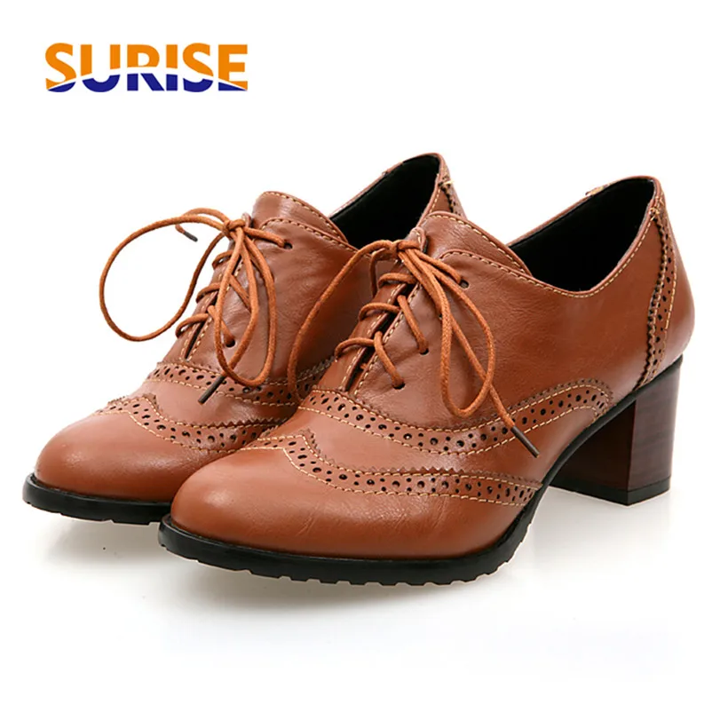 British Women Oxfords High Blo - огляд і ціна Oxford Lace Up Women