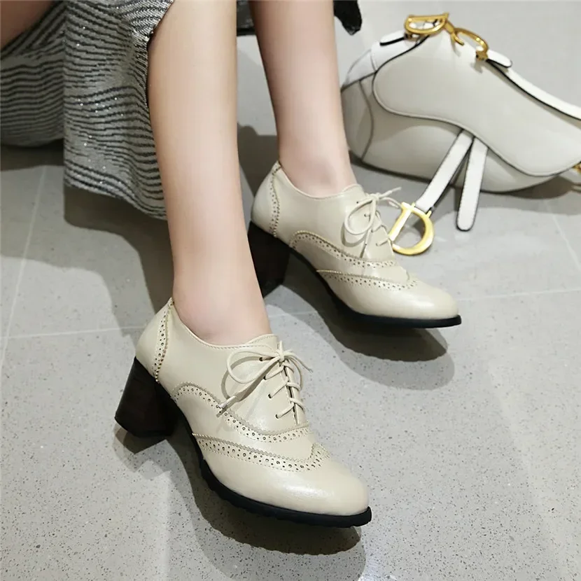 British Women Oxfords High Blo - огляд і ціна Oxford Lace Up Women